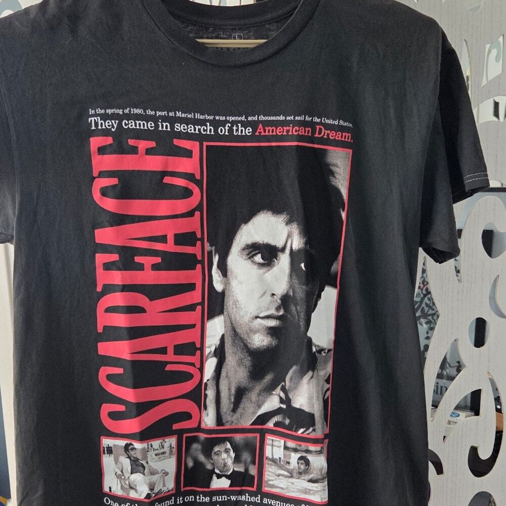 Scarface Tony Montana Movie Graphic T-Shirt Ripple Junction Black Size L NWOT